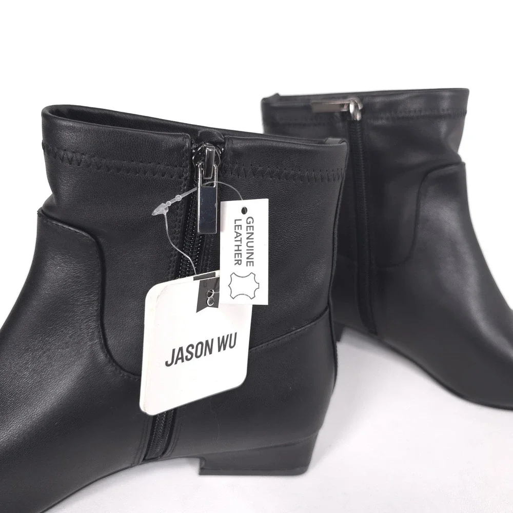 JASON‎ WU New GENUINE LEATHER Ankle Zip Booties Women's 7.5 Kolin Boots Pointed